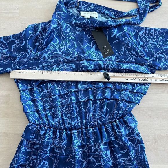 Sachin & Babi Dress Womens 2 Brielle Floral Print Tiered Tie Neck Satin Midi - Picture 10 of 16